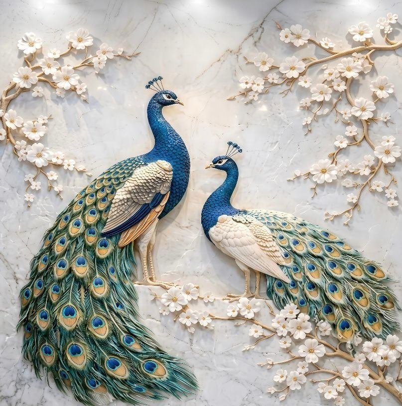Luxury peacock 3D wallpaper for wall shop near me